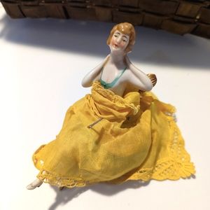 Antique Porcelain Pin Cushion Doll